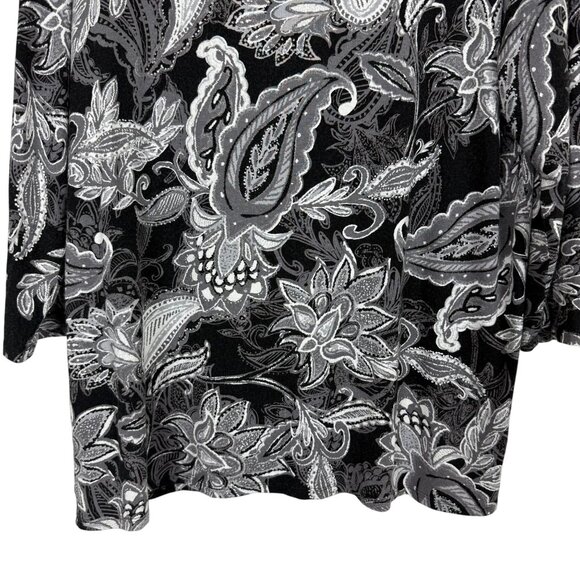 J. Jill Wearever Collection Paisley Floral Top Large Stretch Tunic 3/4 Sleeves - Picture 3 of 11
